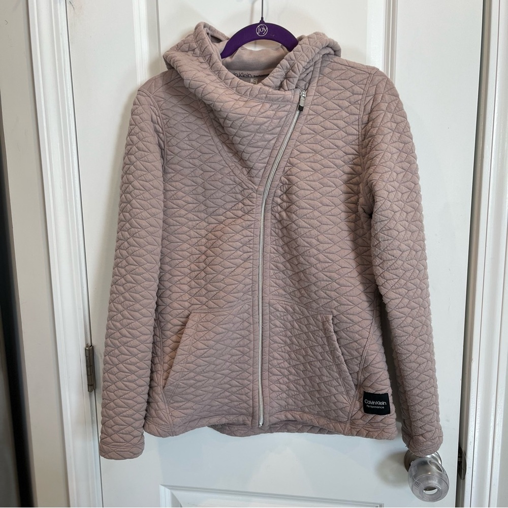 Calvin Klein Performance Women’s Quilted Full Zip Hooded Jacket Lilac Medium